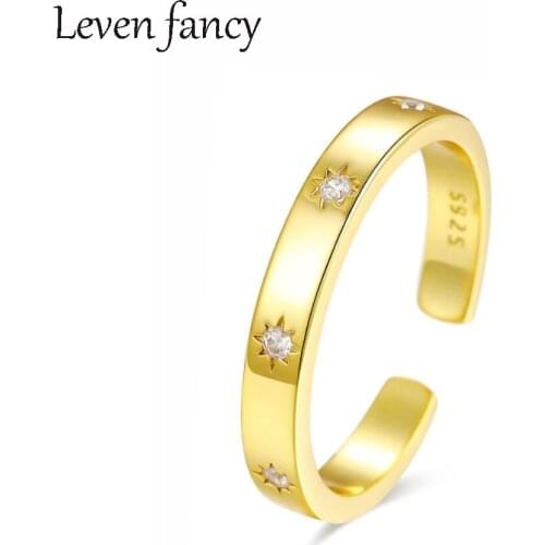 925 Sterling Silver French Style Fine Jewelry Tiny Ring Fashion Minimalist Star Clear Zircon Ring Thin Engagement Band Women