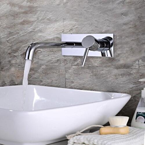 Round style Brass Wall Mounted Basin Faucet Single Handle Bathroom Mixer Tap Hot Cold Sink Faucet Rotation Spout,Chrome