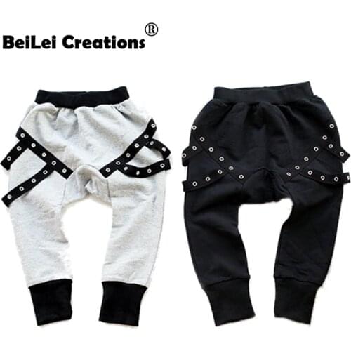 Cool Baby Boys Girls Pants Children Fashion Pants Cotton Toddler&Kids 2018 New Clothing Grey Black In Stock