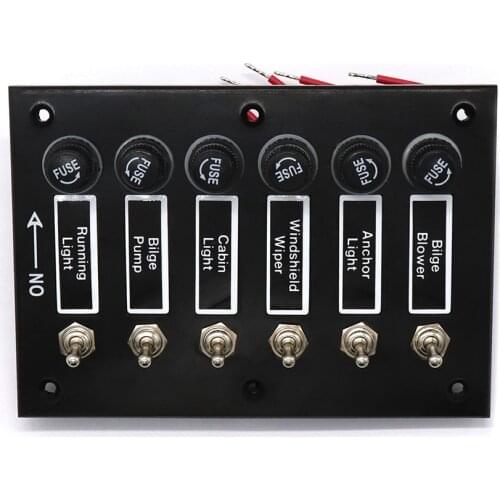 LEEPEE With Fuse Protection for Car Marine Ship Caravan RV DC12/24V 6 Gang Car Switch Panel Label Stickers ON/OFF Rocker Toggle