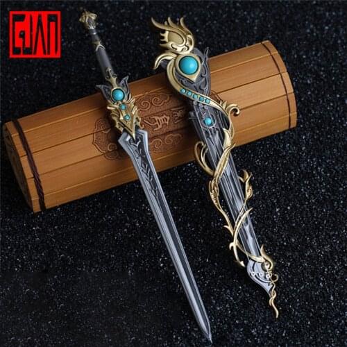 Alloy Weapon Weapon 27cm Long Gemen Jiandan Qinxin Jianba Knife Ancient Sword with Sheath Weapon Model Decoration Gift Children