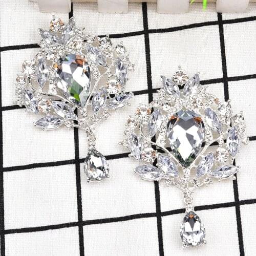 Fashion Glass Rhinestone Crystal Teardrop Shape Brooch Pin Girls Gift for Wedding Invitation Bouquet