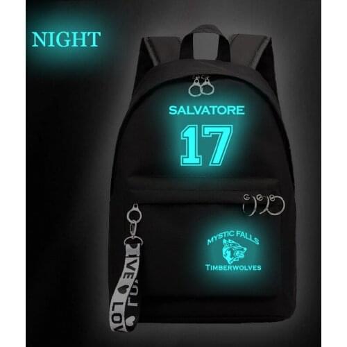 Fashion Vampire Diaries Luminous Backpacks Students School Bag Teens Sport Bag Boy Girl back pack Men Women Travel Bag Mochila