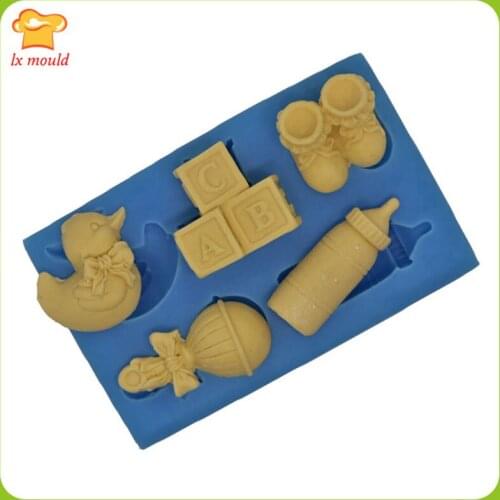 Cartoon doll toy building blocks fondant silicone jelly candy sugar craft decorating tools cake mold