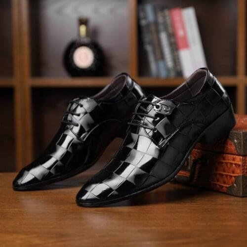 Mens Dress Shoes Patent Leather Pointed Toe Men Party Wedding Shoes Derby Shoes Oxford Shoes for Men Zapatos De Vestir Hombre