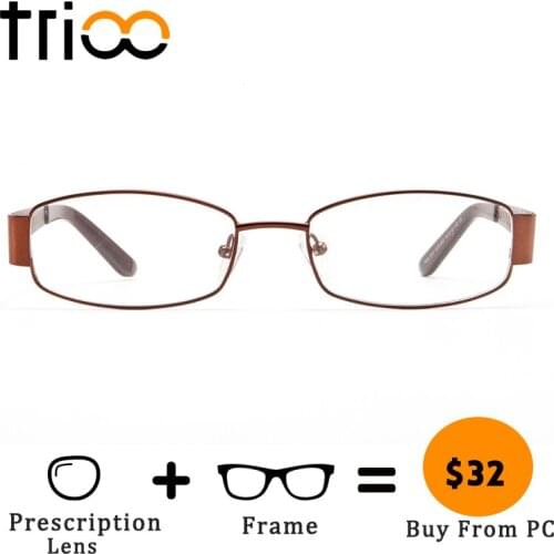TRIOO Diamond Carving Mens Glasses High Quality Metal Prescription Eyeglasses Oval Clear Reading Spectacles Progressive Lens