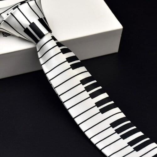 Men Black & White Piano Keyboard Necktie Tie Classic Slim Music Tie Personalized Piano Neckties
