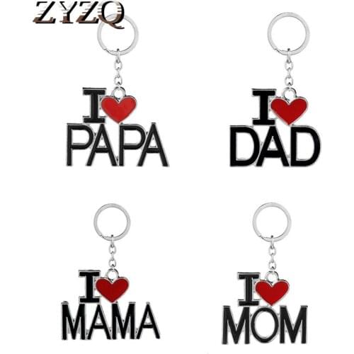 ZYZQ Special Family Gifts Keychain Custom Mom Dad Key Chain Metal Alloy English Alphabet MAMA PAPA Keyring Wholesale