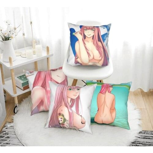 Zero Two Pink Girl 002 Goro Hiro Pillow Case Cushion Anime Harajuku Body PillowCase Polyester Home Car Sofa Decor