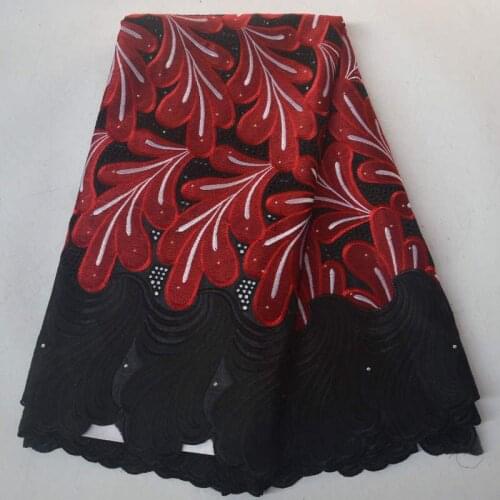 Latest Nigerian Lace Swiss Voil Lace Fabric with Stone Textile Magenta African Lace Fabric 2020 Swiss Cotton Lace for Wedding