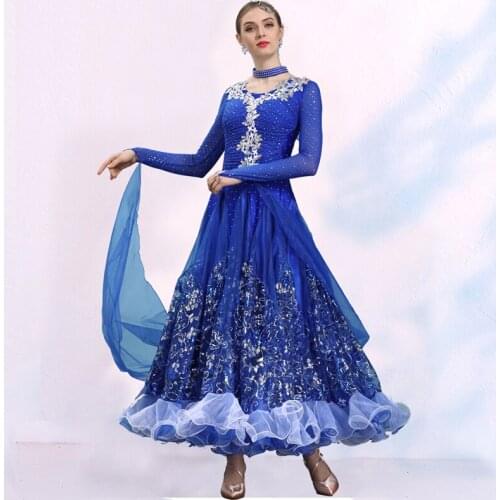New Shiny Ballroom Competition Dresses For Women Rhinestone Designer Clothes Drag Outfits Waltz Dance Wear Stage Costume JL1755