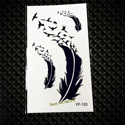 New Hot Fashion Feather Flying Birds Design Temporary Tattoos GYF-133 Sexy Men Women Body Arm Leg Water Transfer Tattoo Stickers