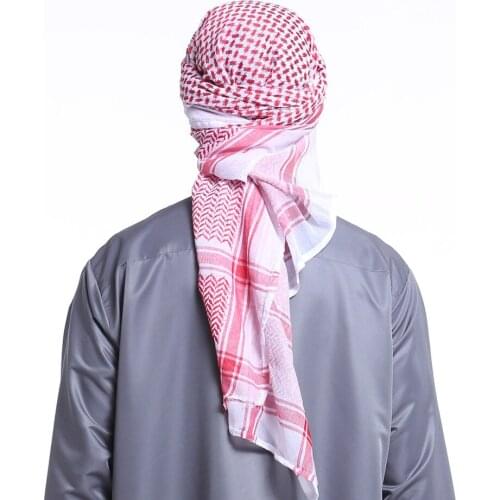 Newly Men Muslim Head Scarf Islamic Printed Scarf Turban Arabic Head Cover