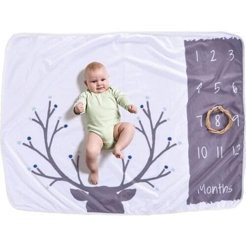 Newborn Baby Girls Boys Blanket Milestone Photography fleece Cotton Infant Newborn Baby Blanket Swaddle