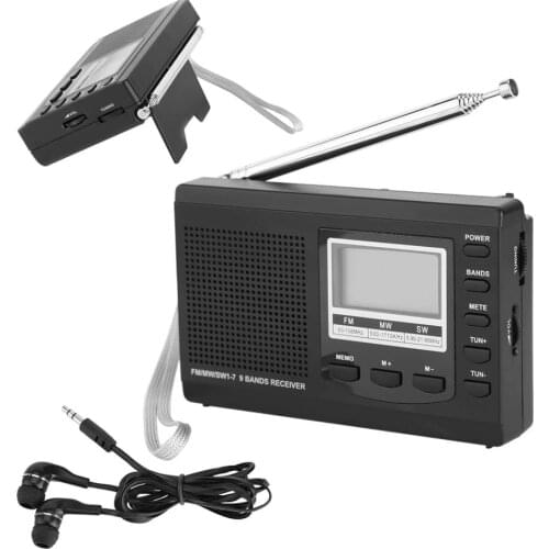 Portable Emergency Radio Mini FM Radio DSP FM / MW / SW Receiver with Digital Antenna FM Receiver Support Speaker + Earphone
