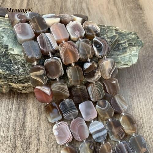 Rectangle Natural Stone Botswana Brown Lace Agates Slice Space Beads For DIY Jewelry Making MY210619