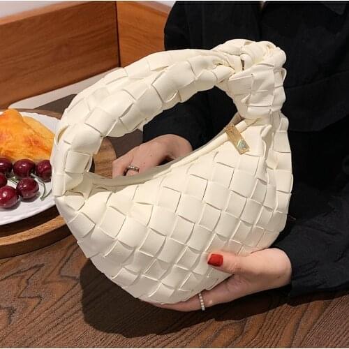 Luxury Brand Design Woven Clutch Casual Totes Purses Handbag for Women 2021 Vintage Soft Leather Small Pouch High Quality