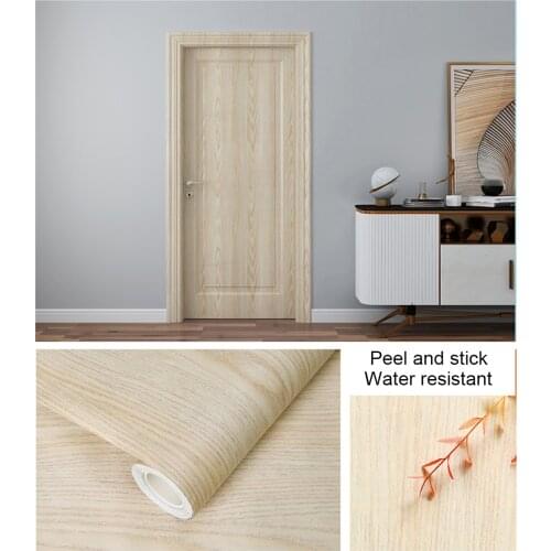 Self Adhesive Vinyl Light Oak Wood Wallpaper Contact Paper for Kitchen Cabinets Furniture Door Table Wall Paper Sticker