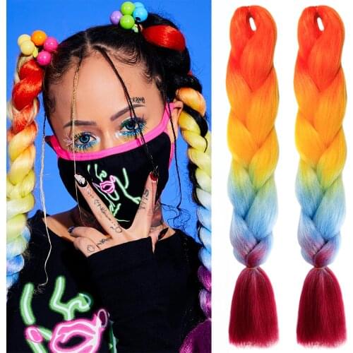 Synthetic Jumbo Braid Hair 24'' 100g Extensions Box Braids Colored Strands Fibers Braiding Hair For African Hair Extension