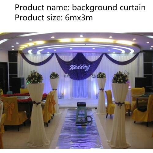 Wedding 3mx6m backdrop luxurious wedding supplies stage background with Beatiful Swag wedding stage backdrop decoration