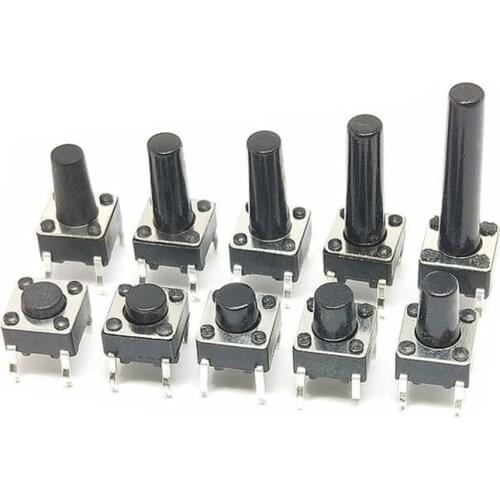 50PCS 6X6X5/4.3/5.5/6/7/8/9/10/13MM Tact Switch Push Button Switch 12V Copper 4PIN DIP Micro Switch For TV/Toys/home use Button