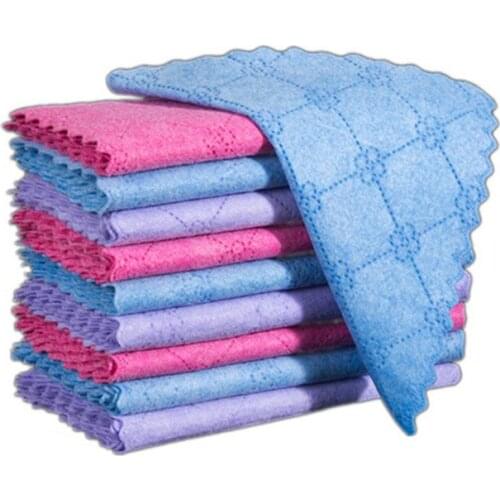 Coconut shell microfiber dishwashing rag absorbs water and does not lint, household scouring pad, kitchen cleaning, non-oily