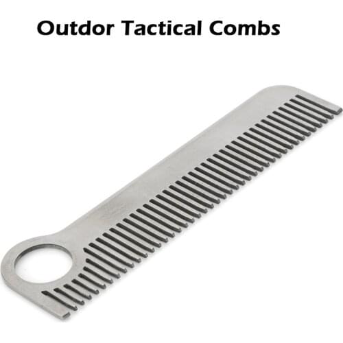 Outdoor Tactical Combs EDC High Strength Stainless Steel Head Comb Practical Can Be Anti Static Outdoor Travel Tools