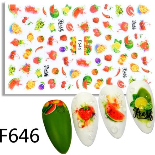 Morixi nail decals ultra thin foil nail art decoration fruit leaves geometric printing back glue slider nail art sticker FW069