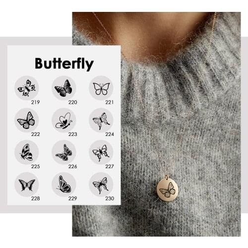 Visunion 316L Stainless Steel Custom Necklace Simple Design Butterfly Engraving Pattern Pendant Necklace for Women Jewelry