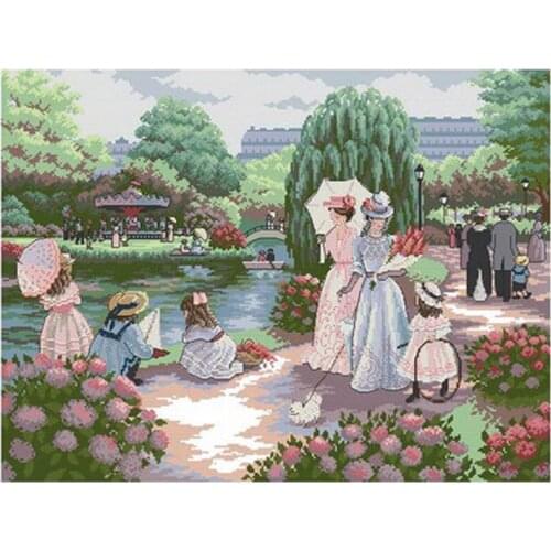 Stroll through the park patterns Counted Cross Stitch 11CT 14CT 18CT DIY Cross Stitch Kits Embroidery Needlework Sets home decor