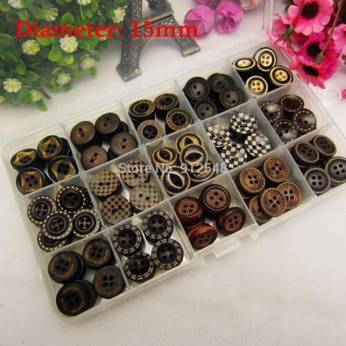 YJHSMY 149171,15 style mix 225pcs or 100pcs/lot 15mm wood buttons wholesale Childrens clothes accessories handmade art,clothing