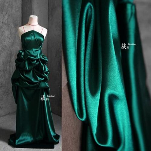 Green silky satin wedding dress scheongsam Hanfu fabric,nordic curtain background cloth designer original fabrics for patchwork