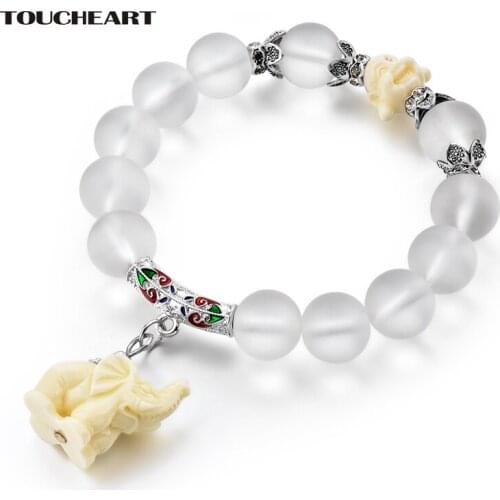 TOUCHEART Elephant Glass Bead Bracelet & Bangles Charm For Women Girl Luxury Brand Jewelry Making Friendship Bracelets SBR180013