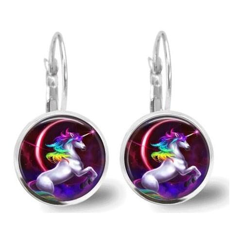 1 pair Fantasy Horse Glass Cabochon 18 MM Lever Back Women Anniversary 2021 Trend Earrings Fashion Jewelry