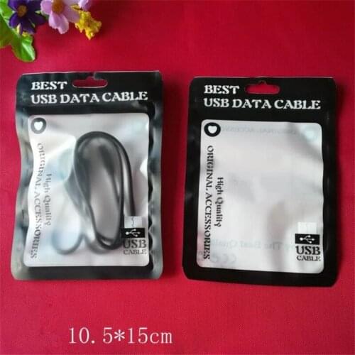 100Pcs/Lot Mobile Phone Accessories Bag Data Cable / Charger / USB Hang Hole Plastic Matte Clear Packaging Pouches Bag