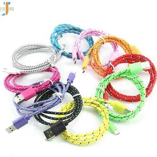 100pcs/lot USB Cables Micro Usb Cable Mobile Phone Data Sync Charger Cable for iphone X 8 Samsung HTC Round Braided Fabric Cord