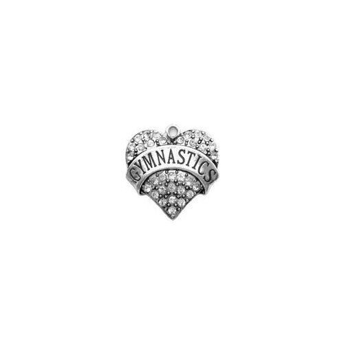 100pcs a lot rhodium plated fashion GYMNASTICS Crystal Heart Pendant