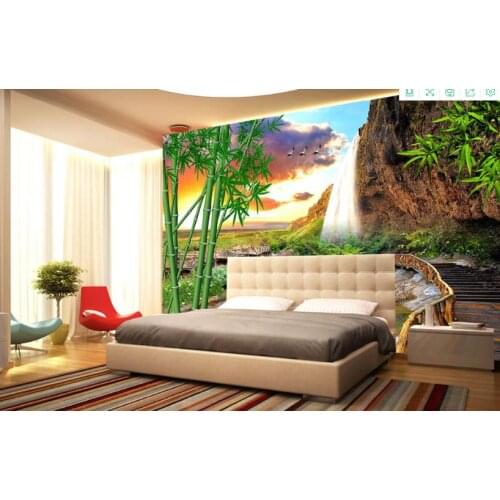 2019 Flowing waterfall landscape wall paper for bedroom modern For living room bedrooms japanese wallpaper mural