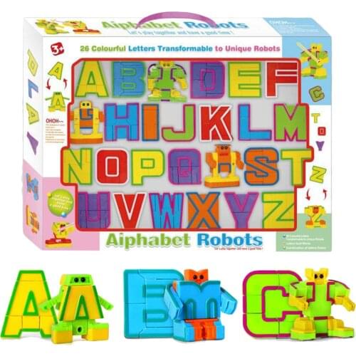 26pcs English Letters Robot Deformation Alphabet Transformations Puzzle Assembled Birthday Gifts Kids Educational Toys