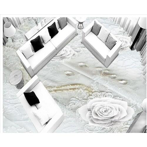 3d wallpaper pvc Simple lace flowers affixed to the floor pvc self-adhesive wallpaper floor 3d wallpaper