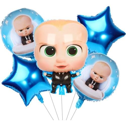 5pcs/set Cartoon Boss Baby Balloon Kid Blue Latex Foil Balloons Baby Shower Boy Birthday Party Decoration Helium Toys Supply
