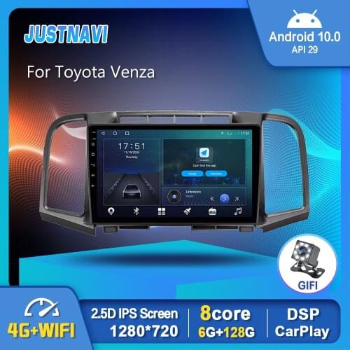 JUSTNAVI Car Radio Android 10.0 For Toyota Venza 2008-2016 Multimedia Video Player Carplay Auto Stereo GPS Navigation BT 6G 128G