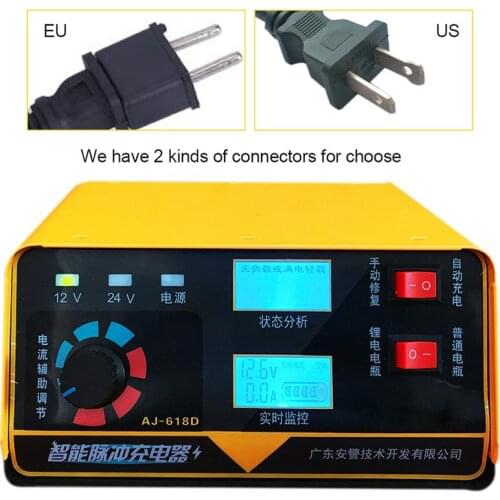Car Battery Charger 12V 24V Full Automatic Electric Car Battery Charger Intelligent Pulse Repair Type 6AH-400AH For Motorcycle