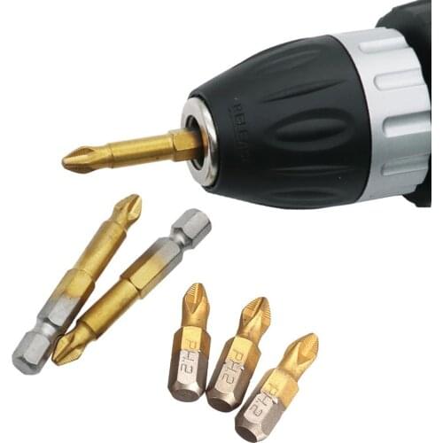 25mm/50mm Titanium Coated PH2 Anti Slip Bits Electric Screwdriver Bits 1/4" Hex Shank Screwdriver Bit Hand Tool Parts