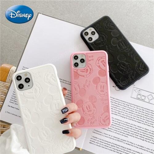 Disney Mickey Phone Cases for Apple IPhone 7 8 Plus X XS Max 11 Pro Max 12 Pro Max Imitation leather Phone Back Cover Soft Shell