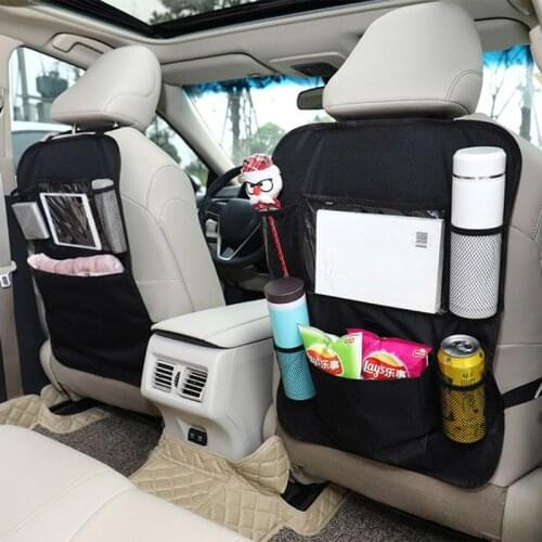 Car Back Seat Organizer Front Seat Storage Kids Pocket Bag Auto Travel Kick Mat F3ME