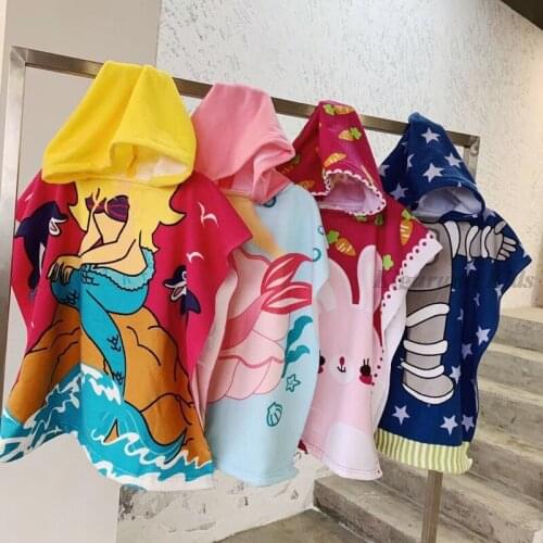 Children Bath Towel Baby Soft Beach Cloak Towels Unicorn Shark Toddler Kids Hooded Sleepwear Robe Poncho Swim Pool Cape Bathrobe