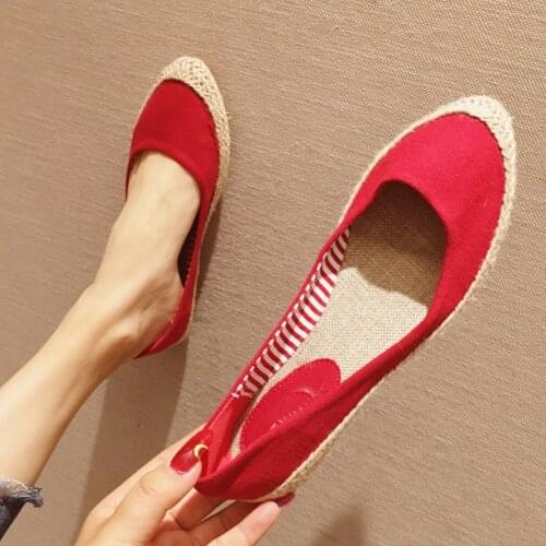 EAGSIT Canvas Women Flats pointed toe Shoes Slip on shallow Comfortable skid Resistance Casual Espadrilles shoes