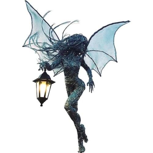 Angel Elves Resin Fairy Garden Miniature Sculptures Garden Figurine Lights Angel Decoration Figures For Patio Path Yard Lawn