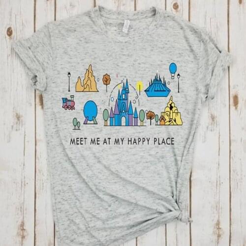 Meet me at my happy place shirt animal kingdom tee plus size girls tops summer 2020 fashion tshirt harajuku print tees cartoon